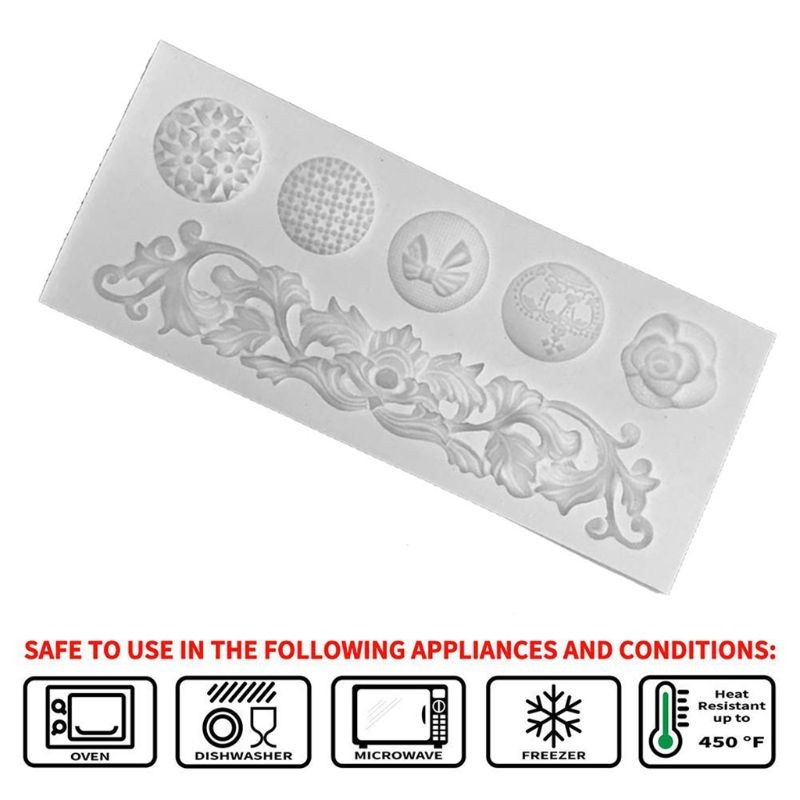 Silicone DIY Cookie Cutters Vintage Embossed Pattern Baking Tool Cake Decoration