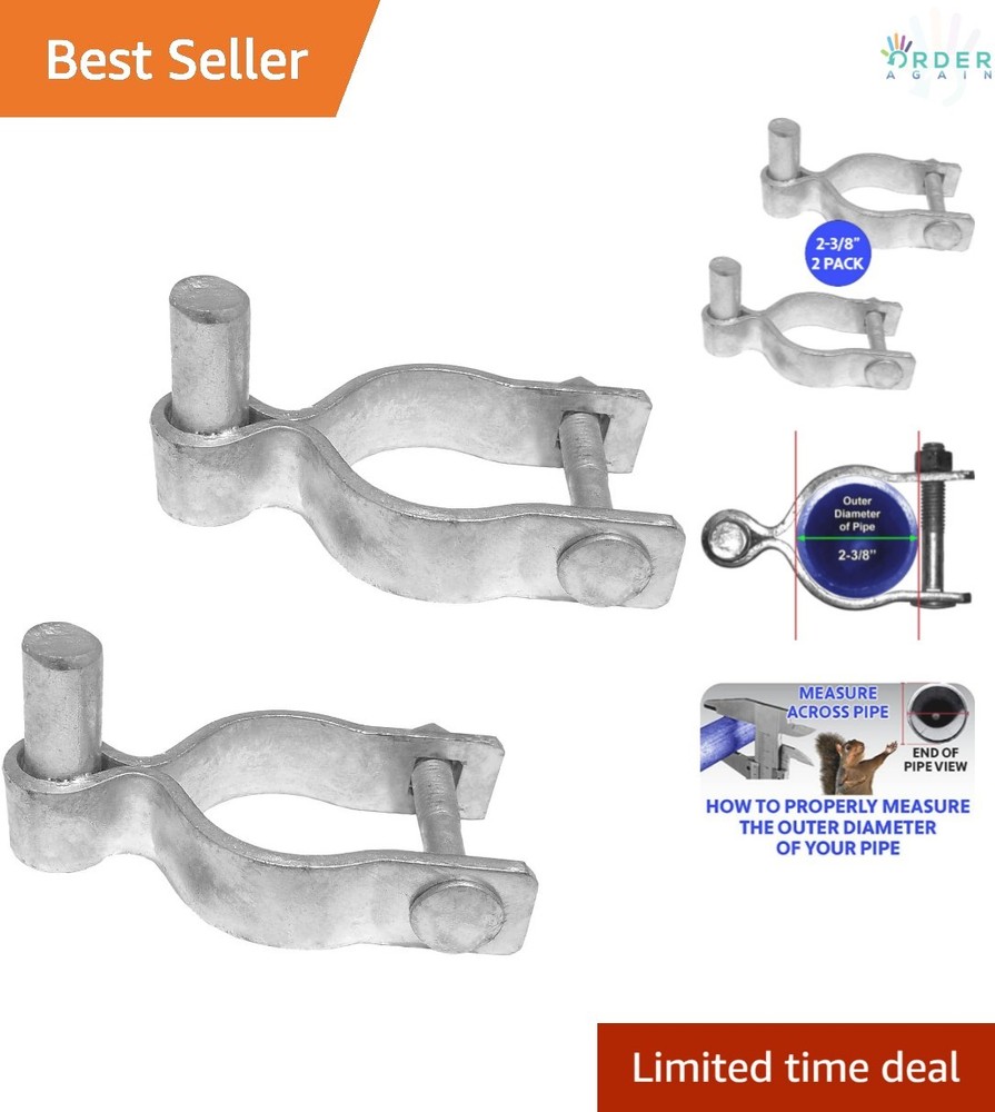 2-3/8" Galvanized Chain Link Fence Gate Post Hinge Pack of 2 Rustproof