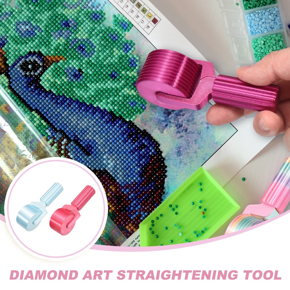 2Pcs Diamond Art Roller, Detachable Diamond Paint Tools(Red/Blue)