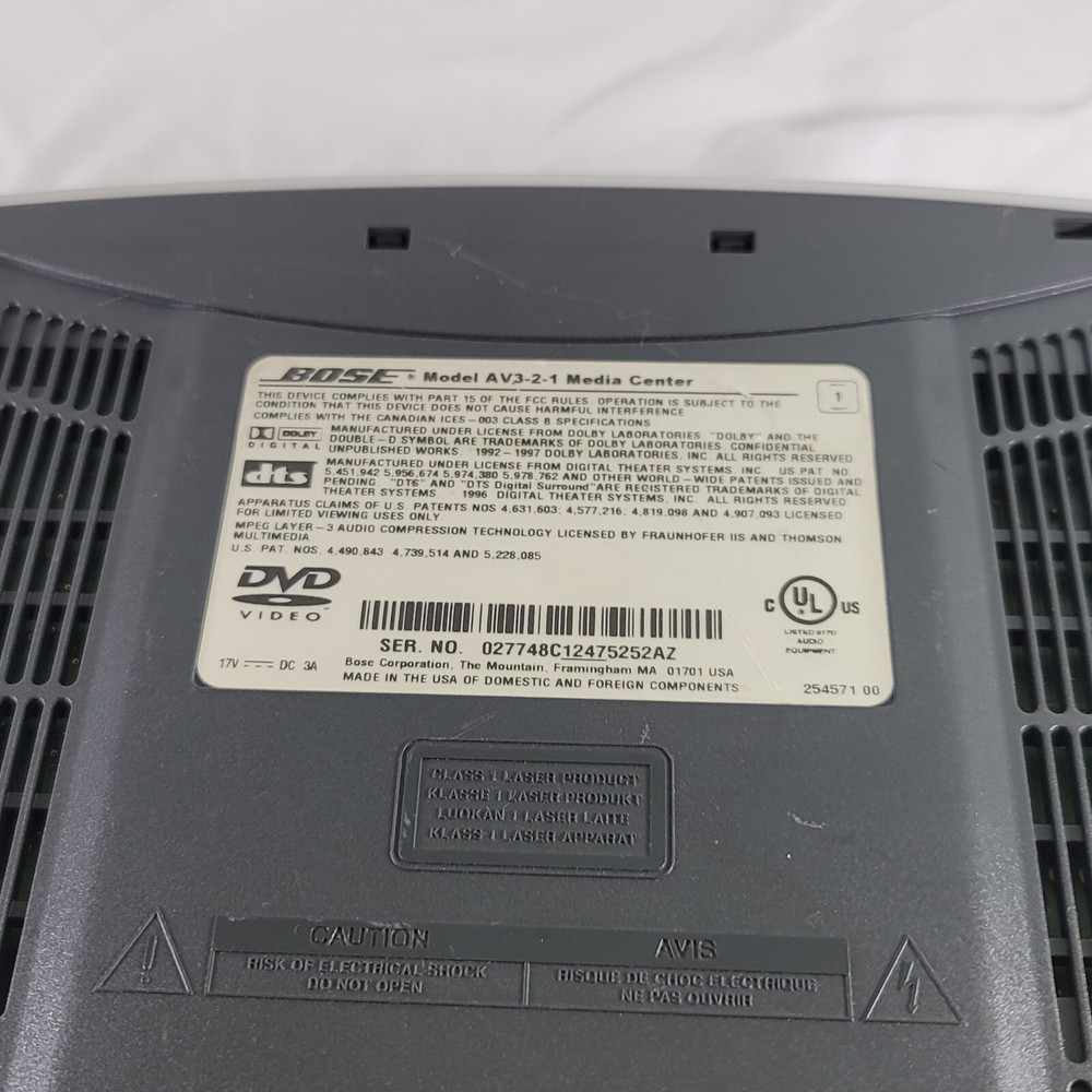 Bose Model AV 3 2 1 Media Center Series III CONSOLE ONLY - Untested / As is