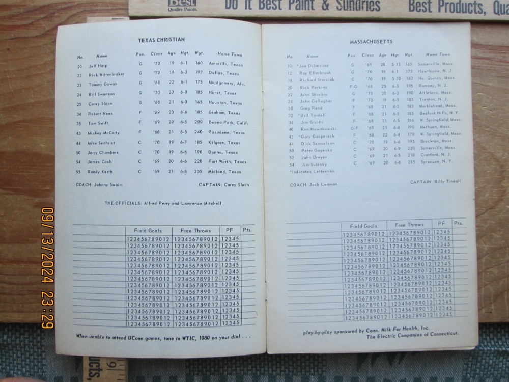 connecticut basketball official program December 28th 29th 1967