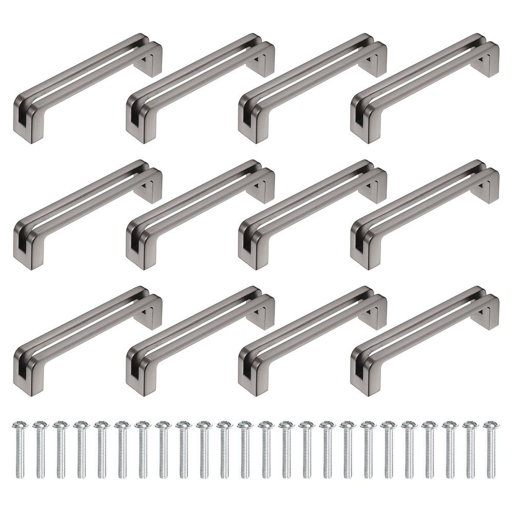 12Pcs Kitchen Cabinet Handles 3-3/4"(96mm) Hole Center Pulls, Grey