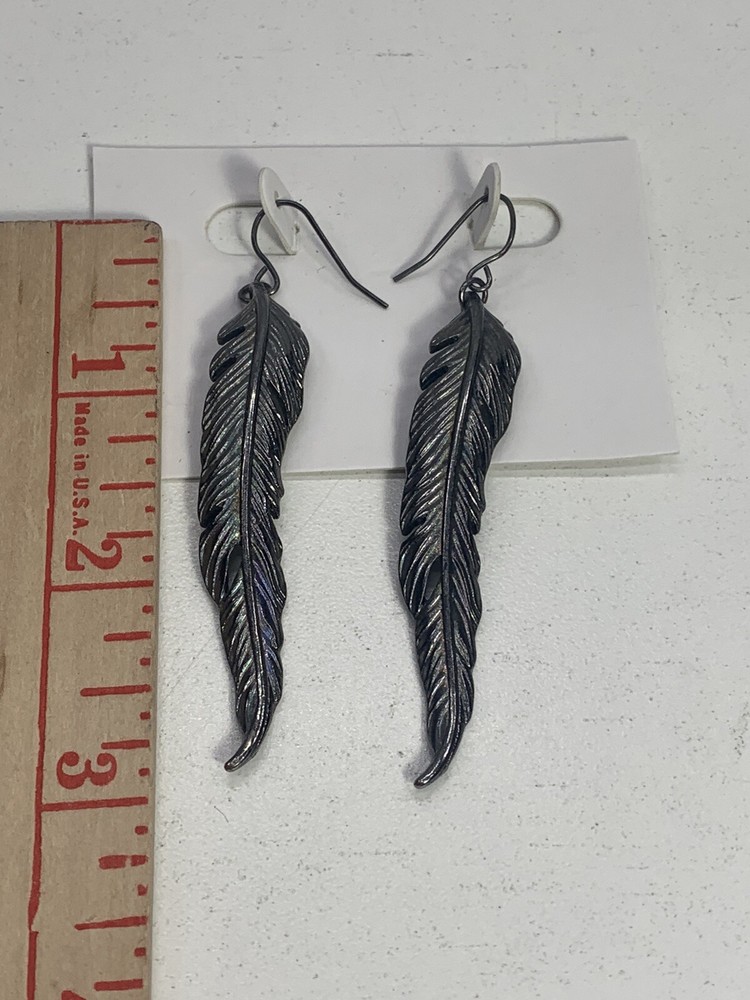 Southwestern Silver Tone Feather Earrings