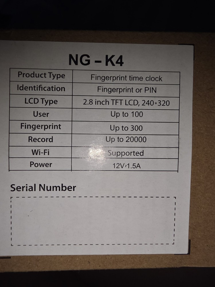 NG Time Clock K4 Model Time Clock, Brand New In Box