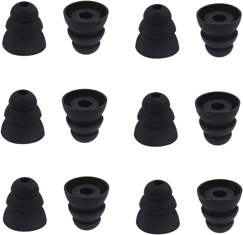 6 Pairs Replacement Triple Flange Ear Tips Earbuds Eartips Silicone Buds for Mos