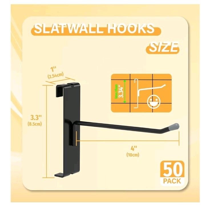 Gridwall Hooks 6 Inch 50PC Display Hooks for Grid Wall Hooks