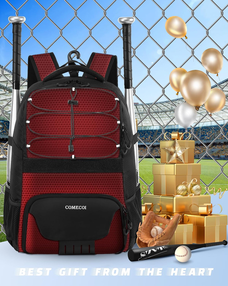 Softball Bag, Lightweight Baseball Backpack with Shoes Compartment, Baseball Bat