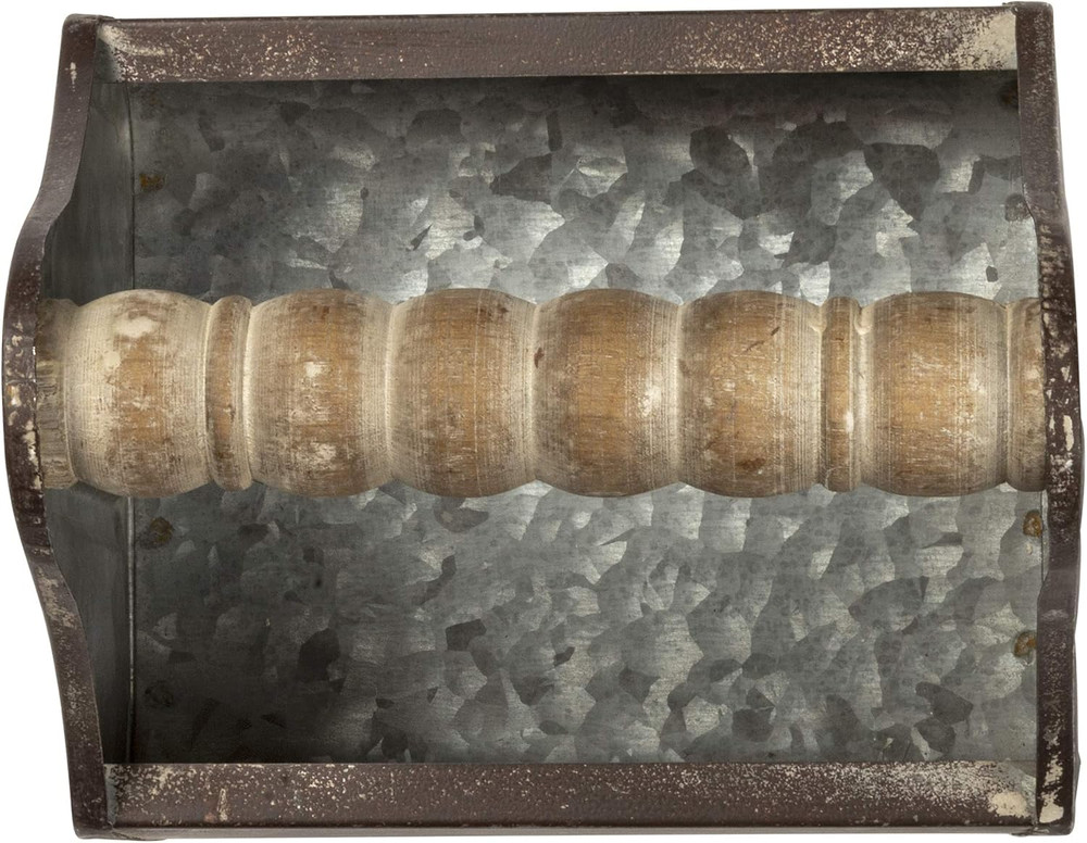 Spindle Handle Tray, Small, Distressed Metal