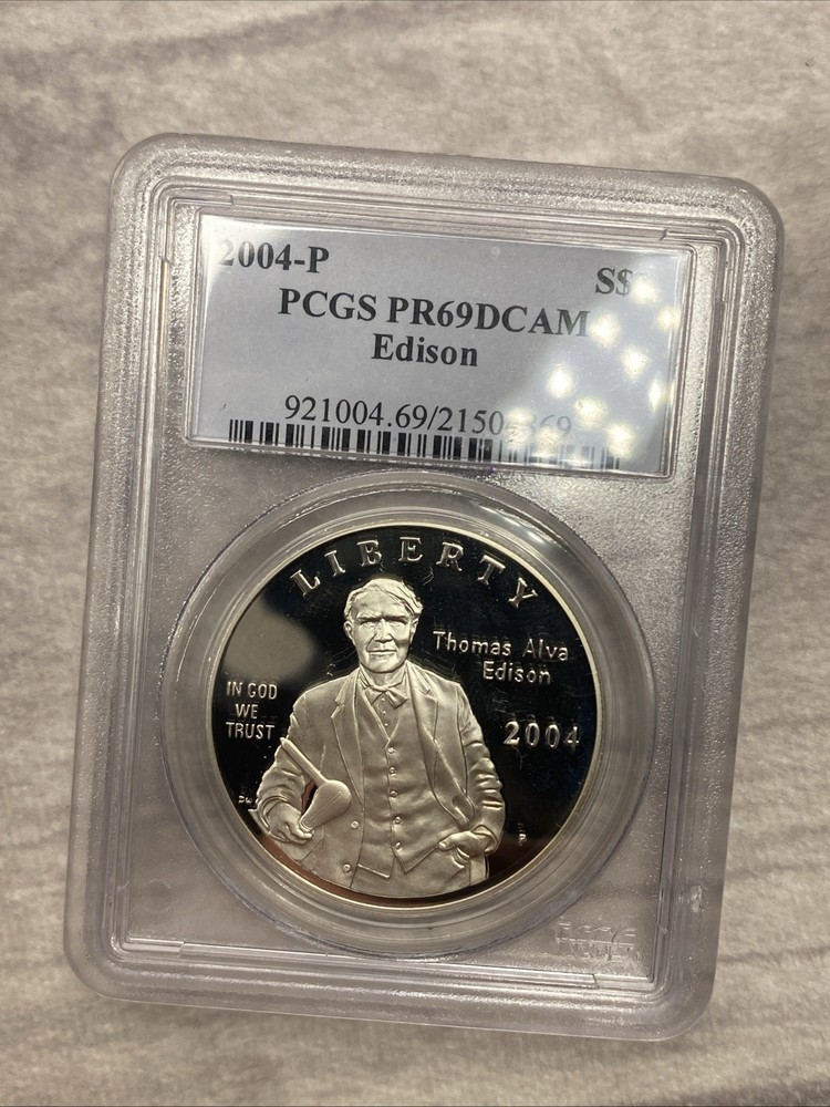 2004-P Thomas A. Edison Silver Dollar PCGS PR69DCAM 90%