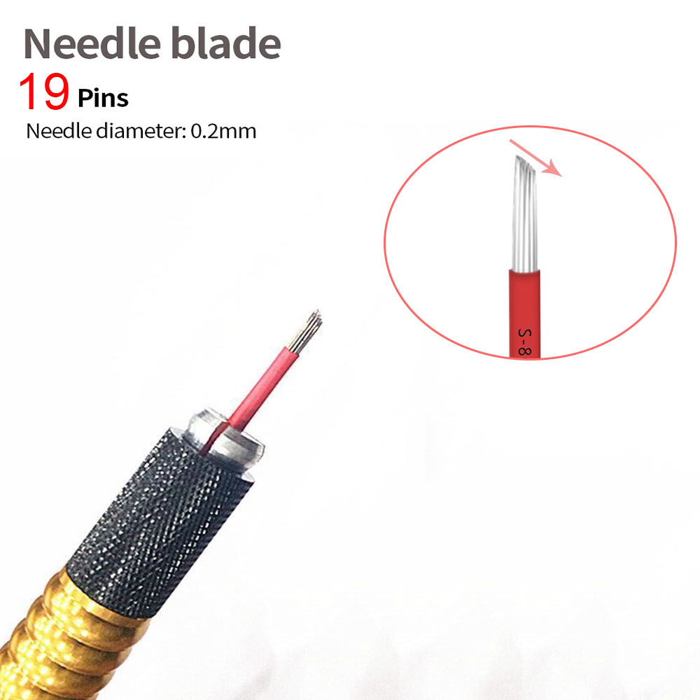 50pcs Microblading 3D Eyebrow 19 Round Needles Permanent Makeup Tattoo Blades