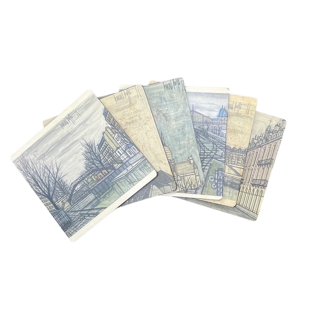 6 "PARIS" Coasters Bernard Buffet Artwork, Mid Century Coasters