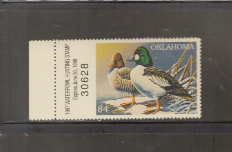 Oklahoma State Duck Stamp 1997 $4.00 at face value