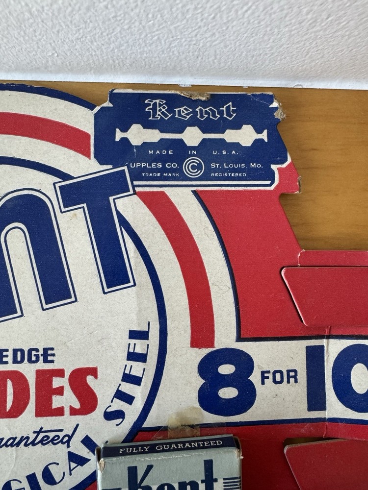 Vintage Razor Blade Store Display KENT Double-Edge Missing 3 Boxes