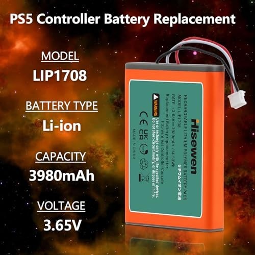 2 Pack Rechargeable Battery for Sony PS5 DualSense Controller - High Capacity