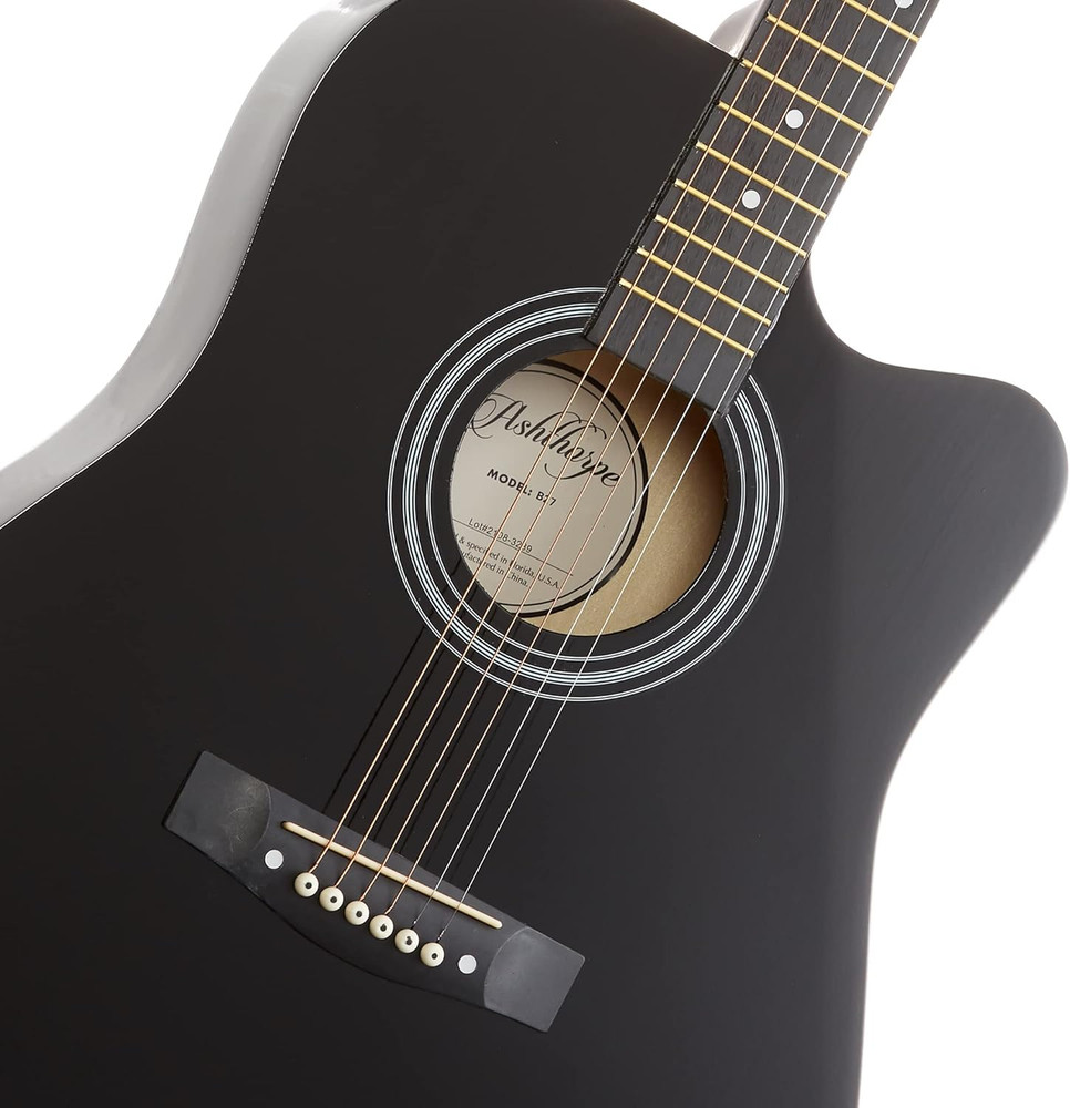 41-Inch Beginner Cutaway Acoustic Guitar Package (Black), Full Size Basic Starte