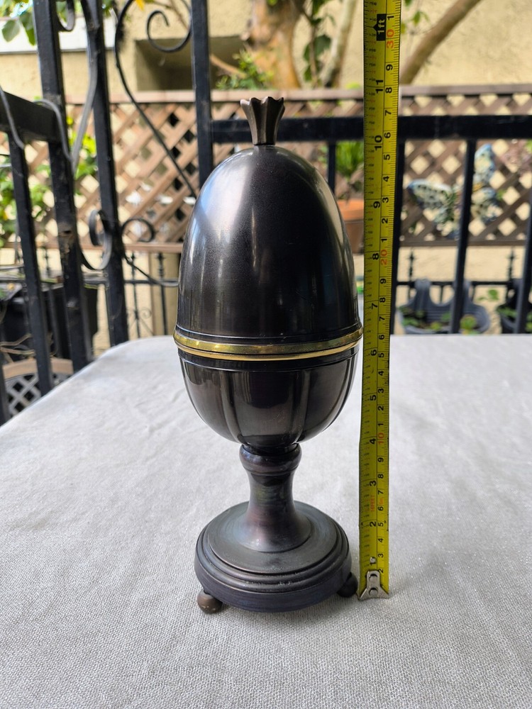 11" Brass and Metal Egg Decor Footed Stand