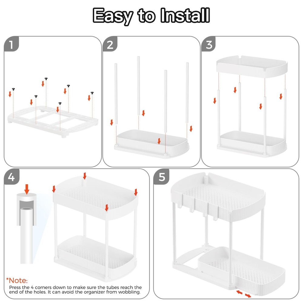 Ukeetap 2 Pack Multi-Purpose Pull-Out Storage Organizers, 12.8 Inch, White