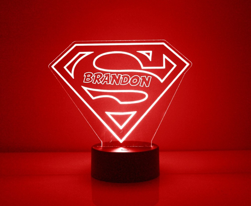 Superman Personalized FREE Superhero LED Night Light Lamp with Remote Control