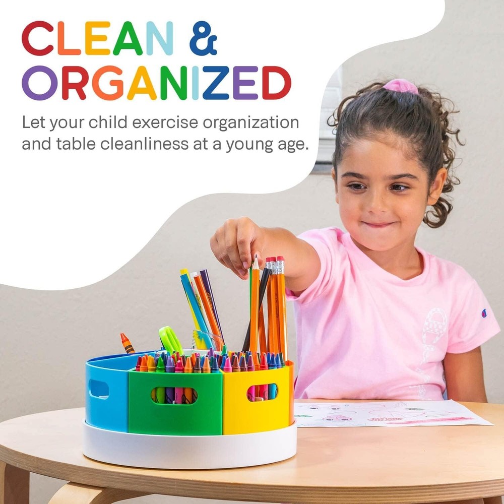 Compact Crayon Storage Caddy with Rotating Design - Perfect for Classroom Use