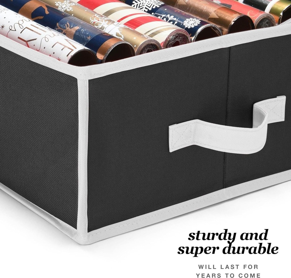 Gift Wrap Organizer with Pockets - Heavy Duty Wrapping Paper Storage Solution