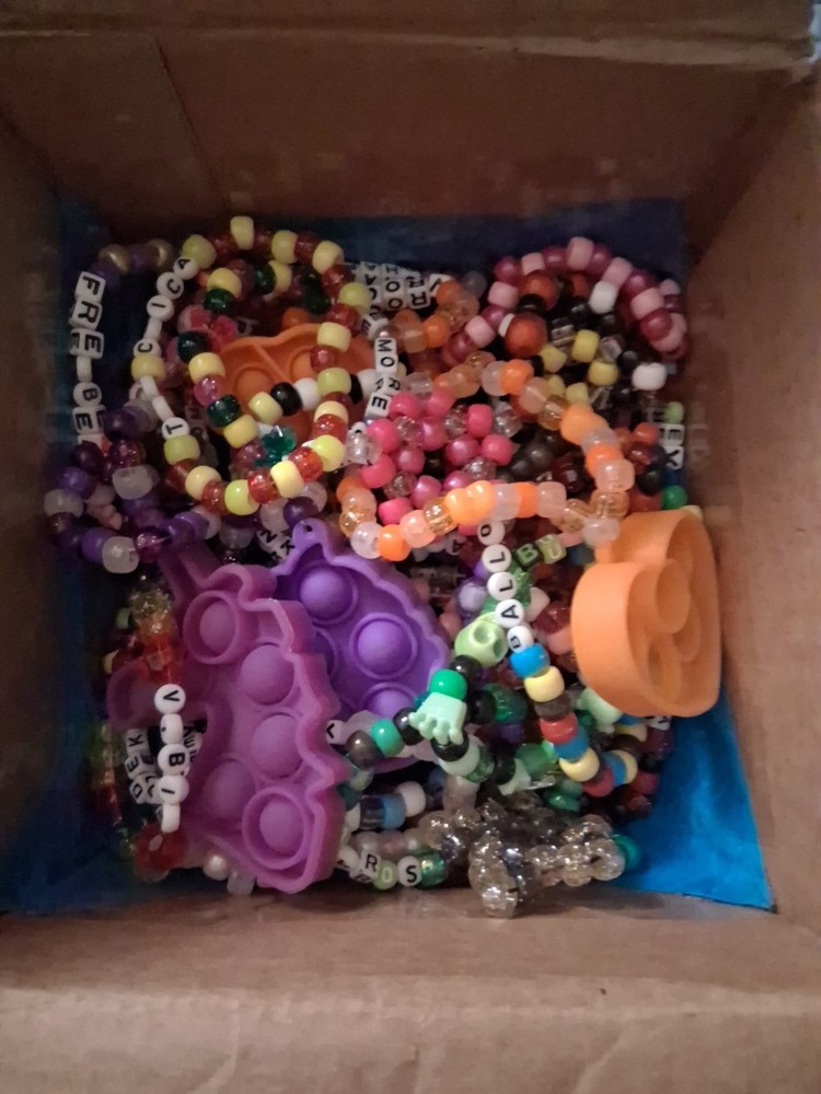 completely random kandi box different fandoms PLUR random phrases varying sizes