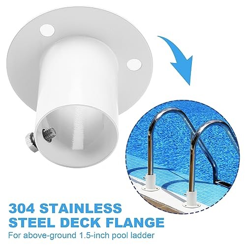 2 Pack Pool Ladder Brackets Deck Flanges, for Above Ground Pool Ladder 1.5"