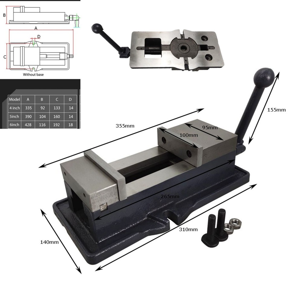 4" QM100 High Precision Angle Fixed Bench Vice Milling Machine Vise CNC Vise