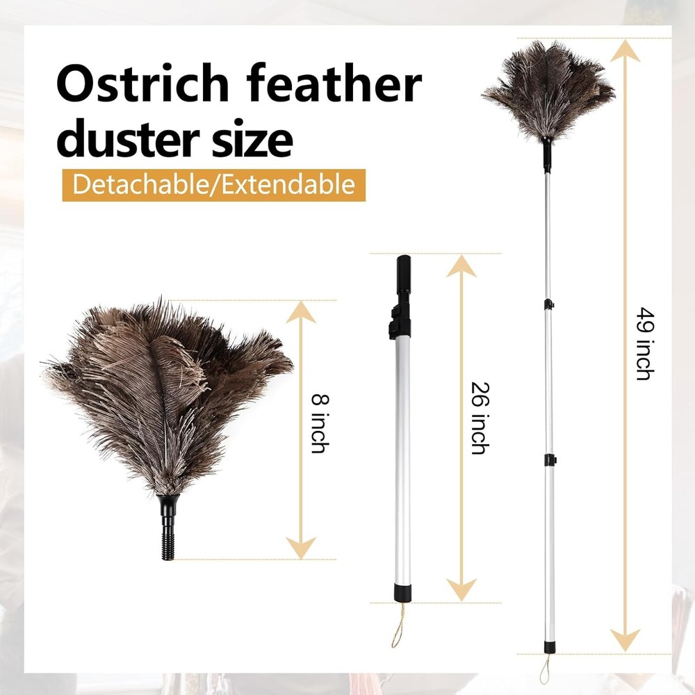 Extendable Natural Ostrich Feather Duster