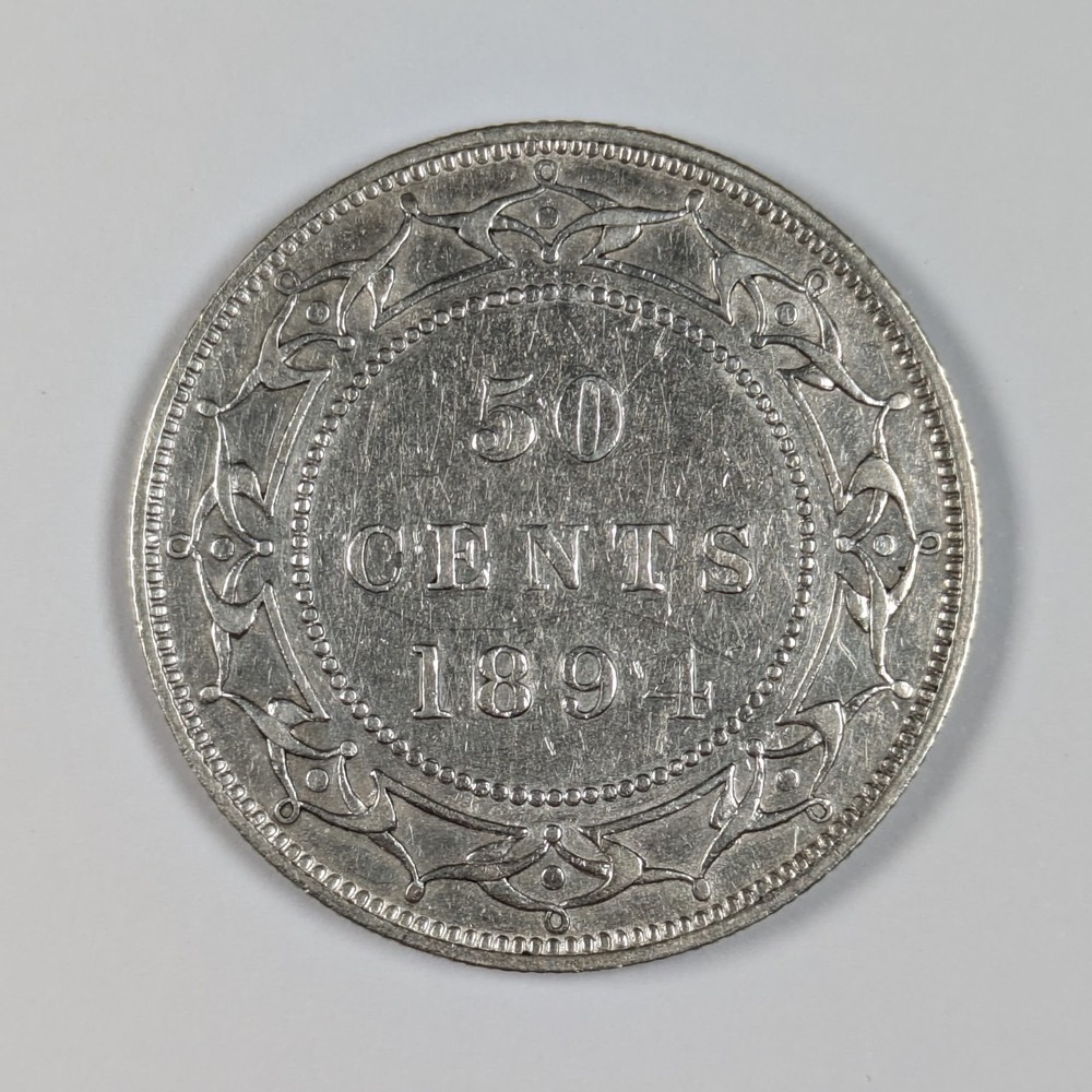 1894 Newfoundland Victorian Silver Half Dollar XF