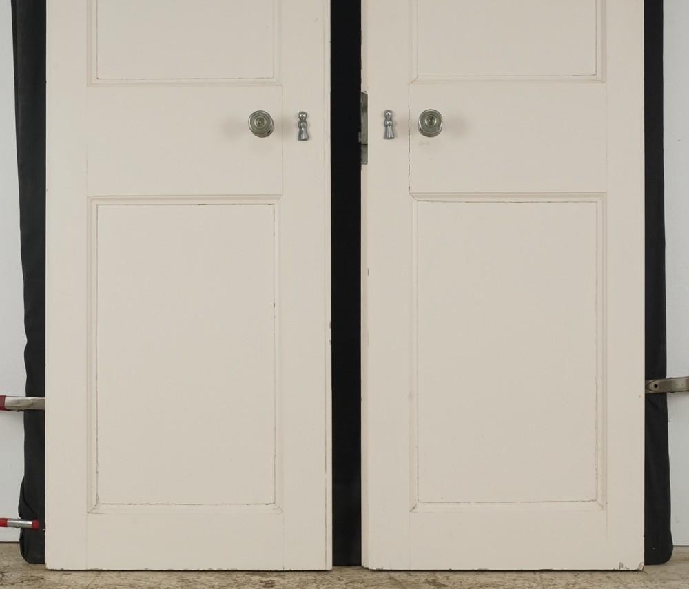Vintage Three Panel White Passage Double Doors 76.375 x 41.625 in.