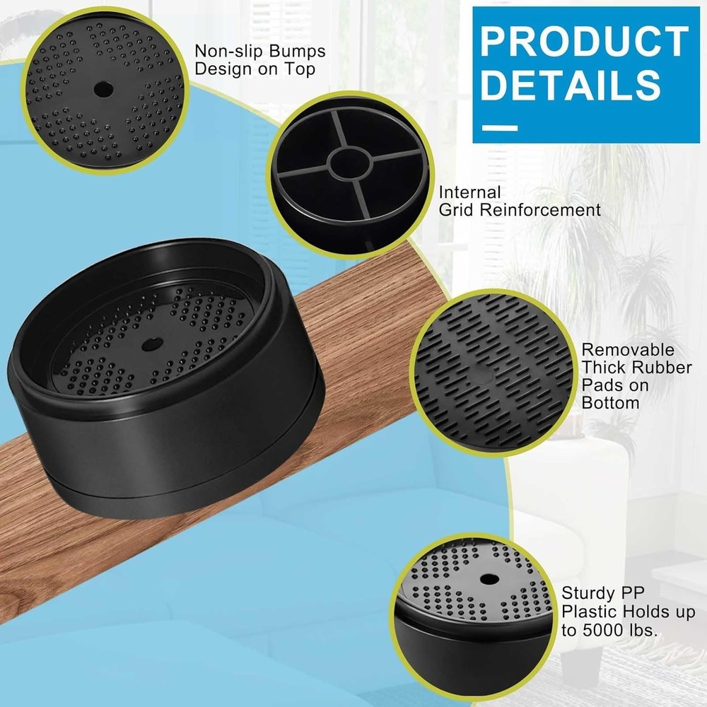 Bed Risers Heavy Duty Adjustable Stackable Furniture Blocks 4 Pack