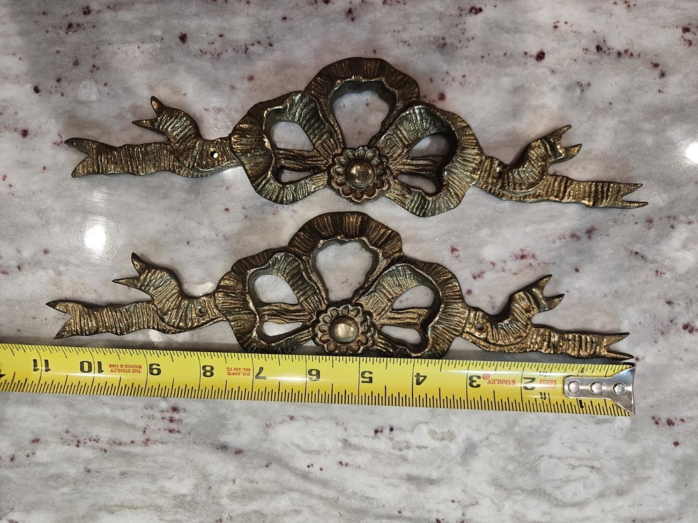 Pair of Gatco, Solid Brass Bow Wall Appliqué