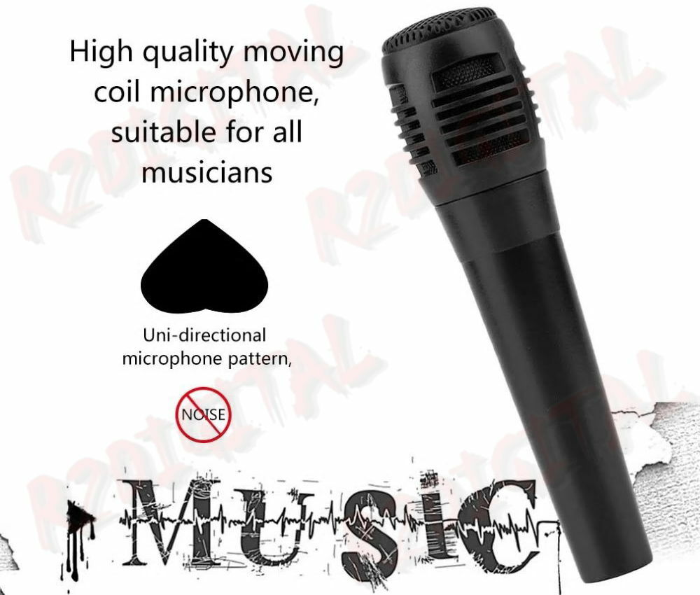 2x DYNAMIC HANDHELD WIRE KARAOKE MICROPHONE WITH VOICE SOUND SWITCH