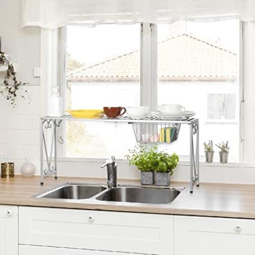 Bathroom Storage Shelf Riser, Metal Over The Sink Shelf Storage Organizer Rack