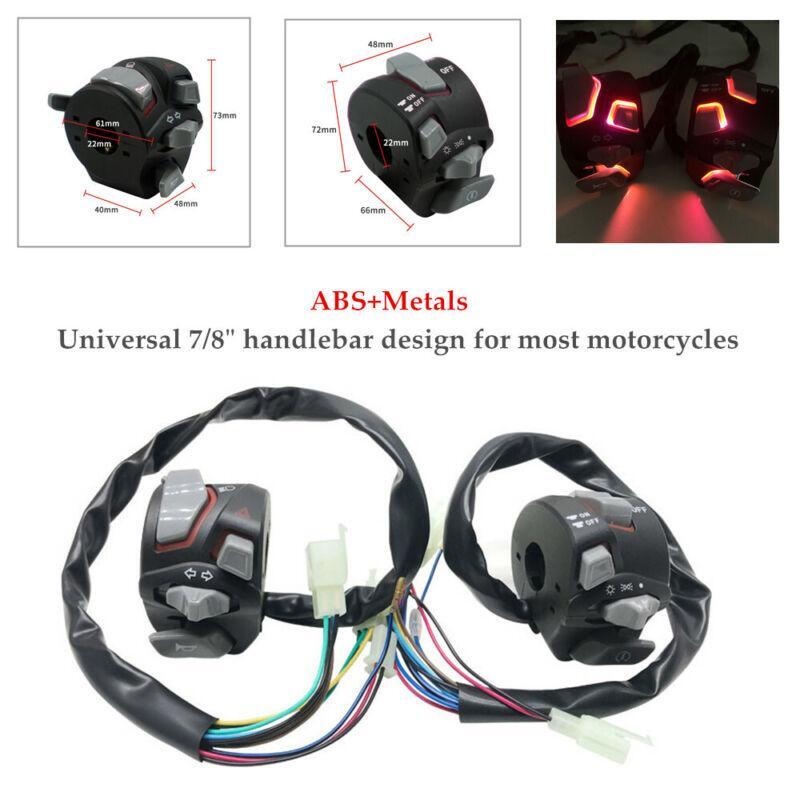 Pair Refit Motorbike Handle Bar Switch Control Button &Wiring Harness Assembly