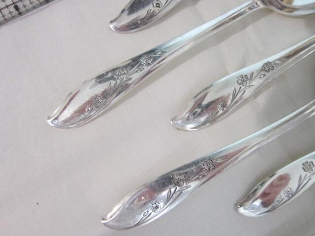 Rogers International Silverplate-Springtime-8 Soup / Table Spoons 1957