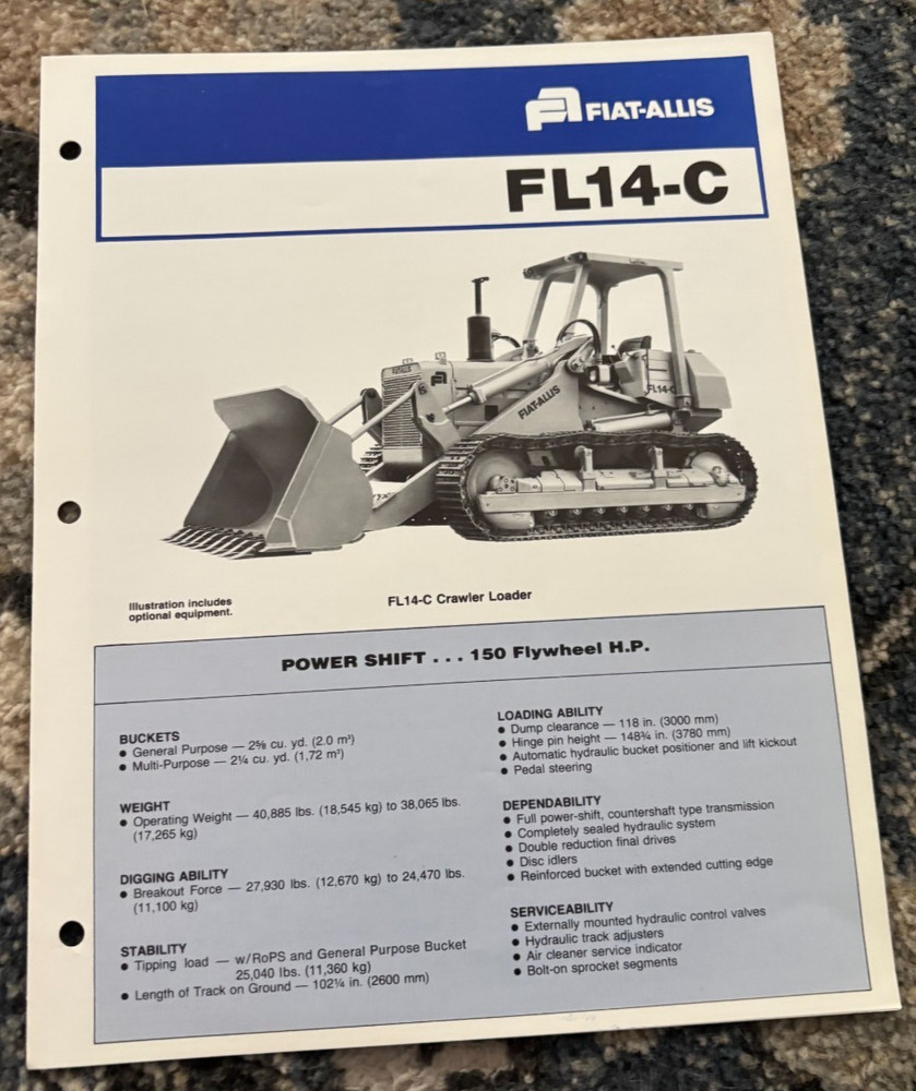 Fiat Allis FL14-C Crawler Loader Brochure AMIL25