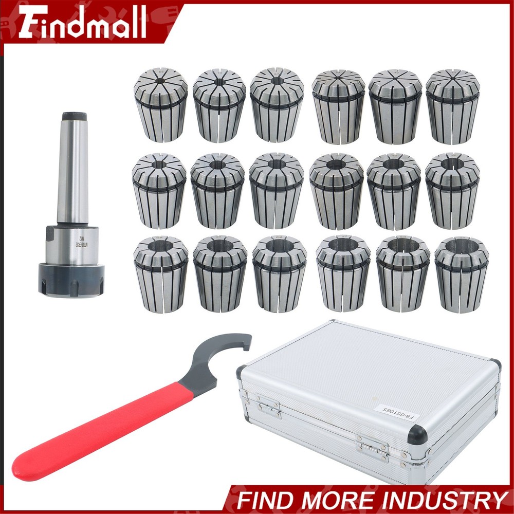 Findmall ER32 Collet Set 18 Pack for MT3 Spindle M12 Thread Spring Collets