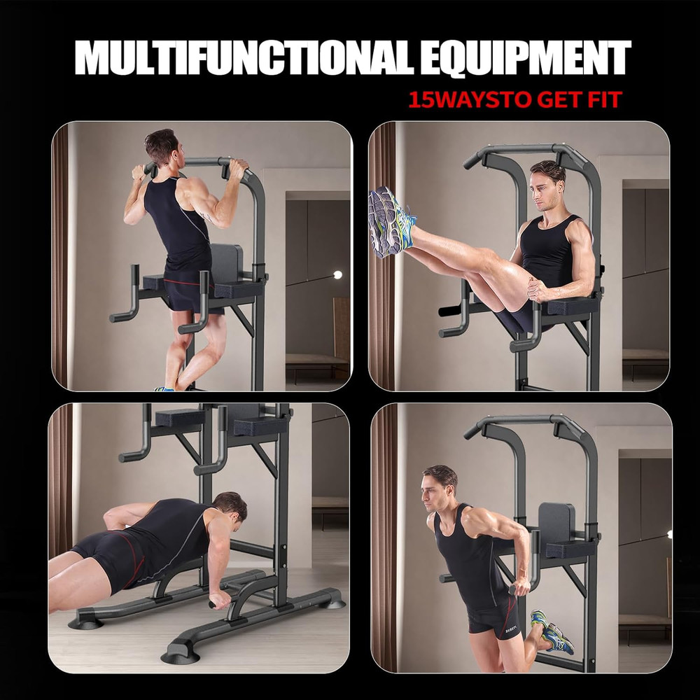 Adjustable Power Tower for Home Gym - Multifunctional Pull-Up & Dip Station for