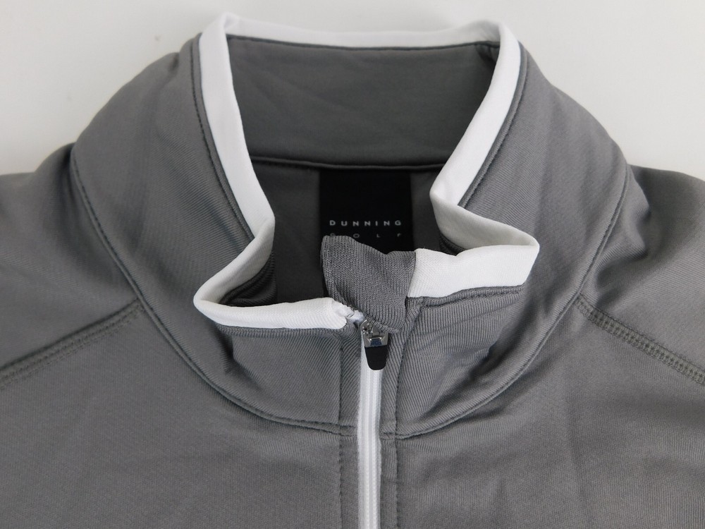 Dunning Golf Mens Designer Gray White Pullover QZ Jacket Large NICE