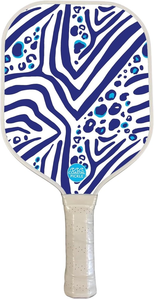 Coastal Pickle Zebra Cat Blue Pickleball Paddle- Polypropylene Core with Texture