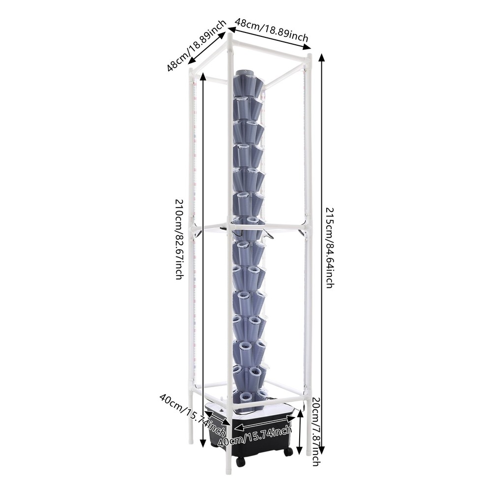 Vertical 70-Pots Hydroponics Tower w/Light Hydroponic Growing System Gardening