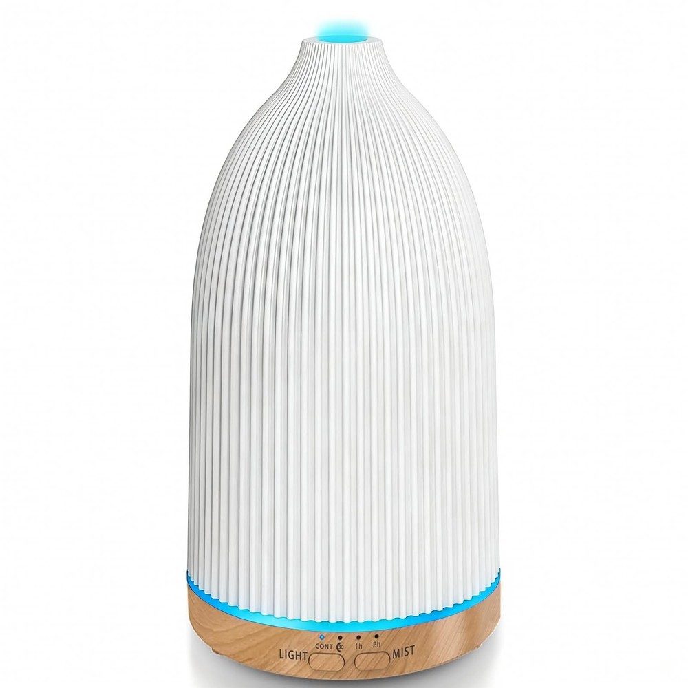 URPOWER 100ML Essential Oil Diffusers for Home 100mL/Compact, Striped White