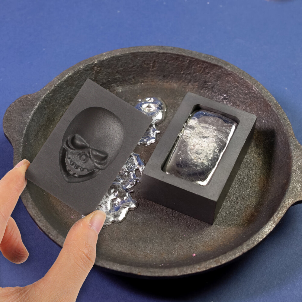 1PC Graphite Ingot Mold High Density Casting Mold Skull Shaped Gold Silver