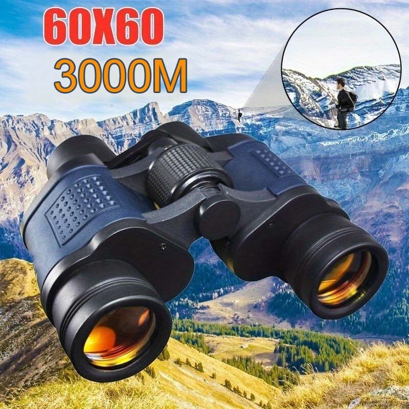 60x60 High-Powered Red-Coated Binoculars with Reticle & Low-Light Night Vision
