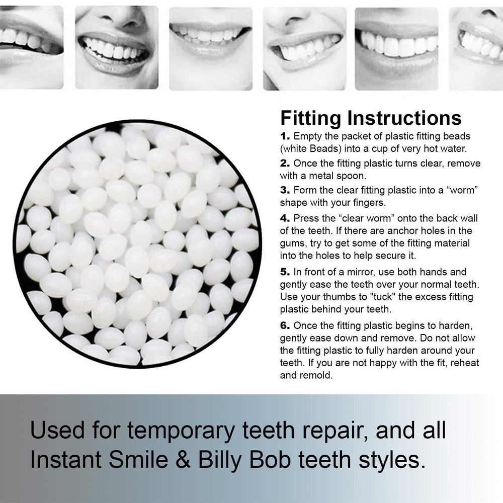 Thermal Fitting Beads, Fix Missing and Broken Teeth, Instant Smile –Pack 12