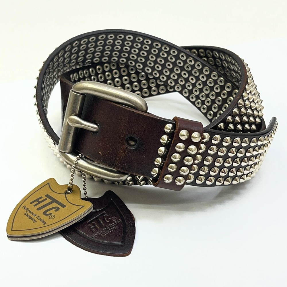Htc 5 Row Pyramid Studs Belt Brown Size 36