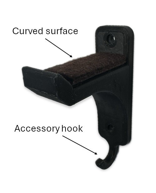 Archery Wall Mount - Universal Bow Display Hanger with Accessory Hook, Black