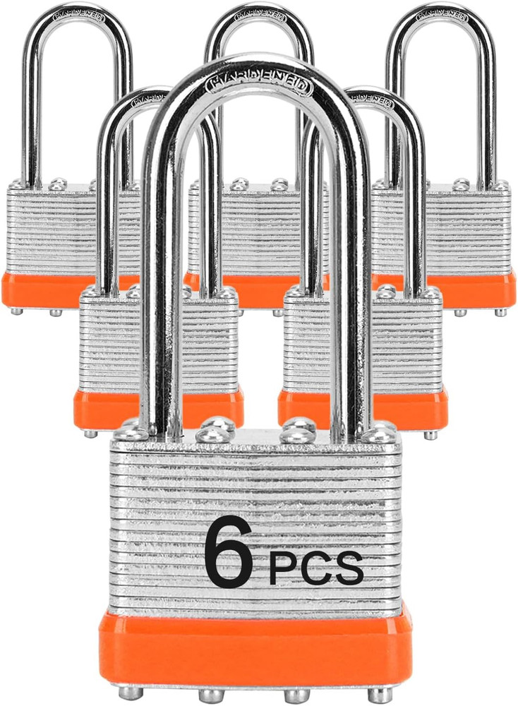Padlocks with Same Key, 6 Pcs Laminated Keyed Padlock (1-9/16", 40Mm), Keyed Al
