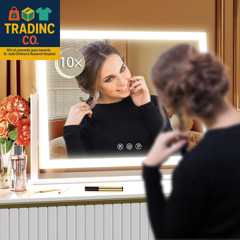 Hollywood Vanity Mirror with LED Lights, 10X Magnification, Touch Control
